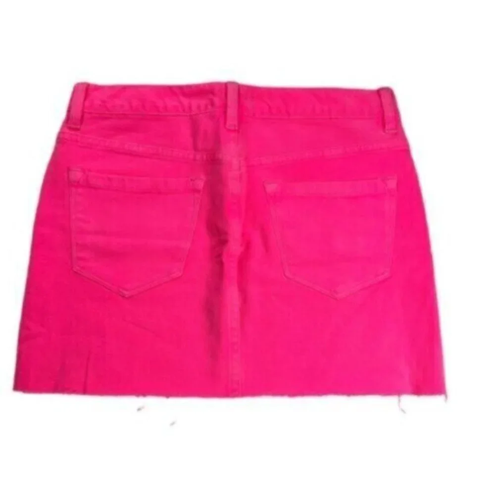 J. CREW | Bright Pink Raw Edge Hem Denim Skirt Size 27